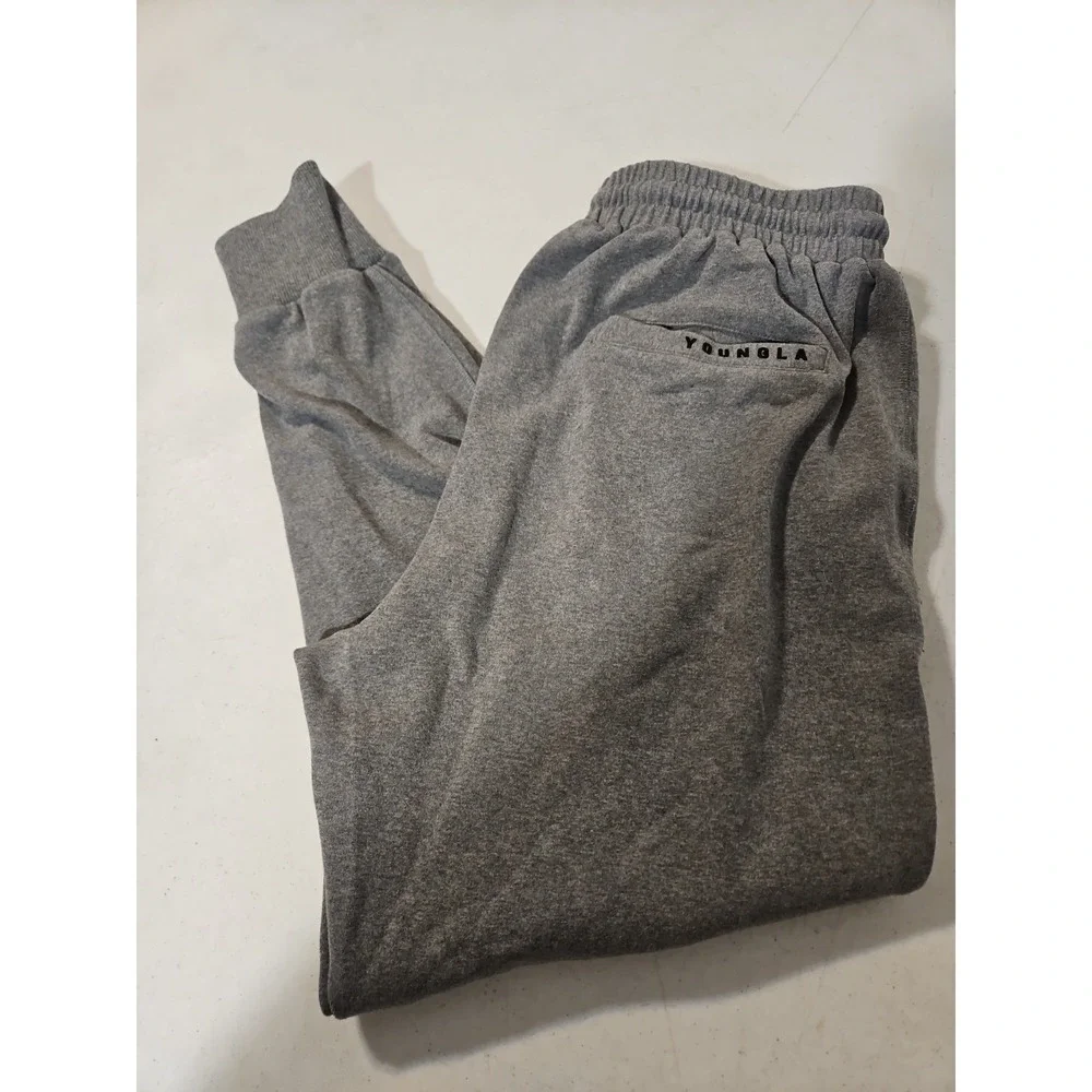YoungLA Jogger Pants Mens L Gray Fleece Sweatpants Athletic Lounge Casual(1797
